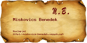 Miskovics Benedek névjegykártya